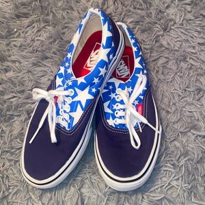 blue and white star vans